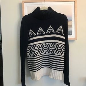 J. Crew Fair Isle Turtleneck Sweater Navy White
